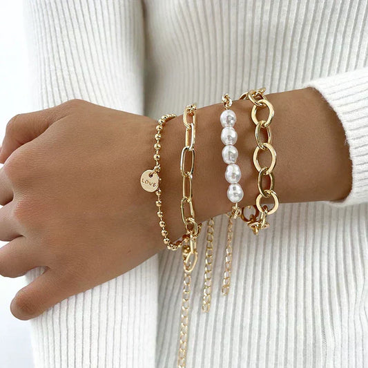 LP | Charming Gold Pearl Bracelet Set | 1+1 Set Free Today