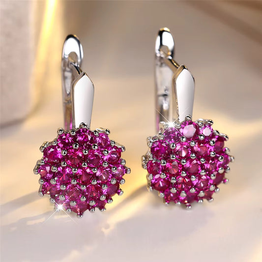 Aurea | Round Pink Zircon Hoop Earrings