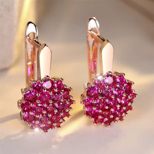 Aurea | Round Pink Zircon Hoop Earrings
